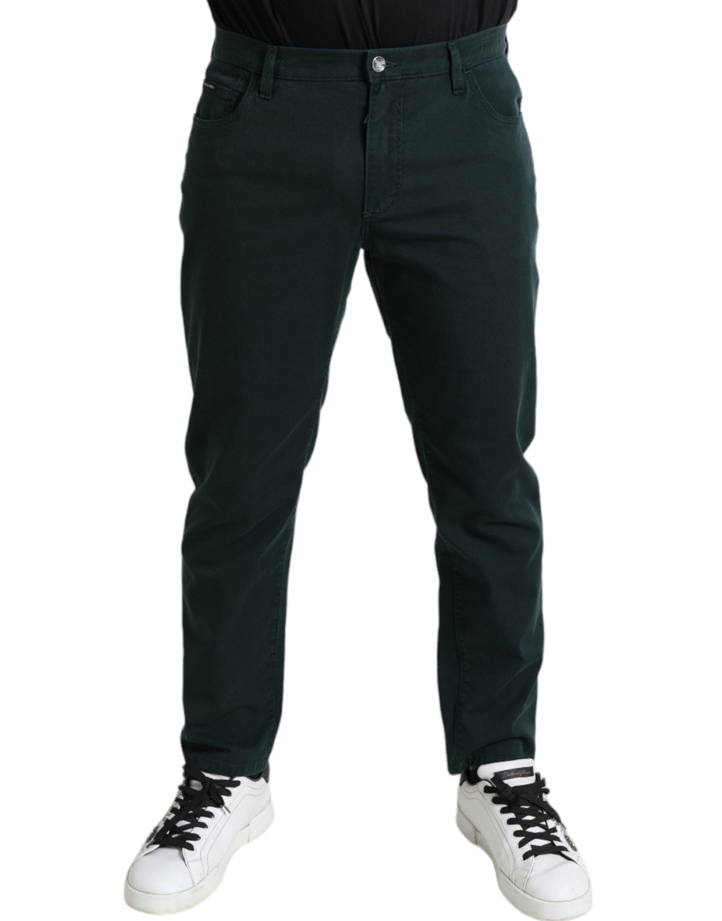 Vaqueros pitillo de algodón verde elegante