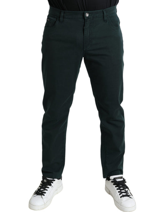 Vaqueros pitillo de algodón verde elegante