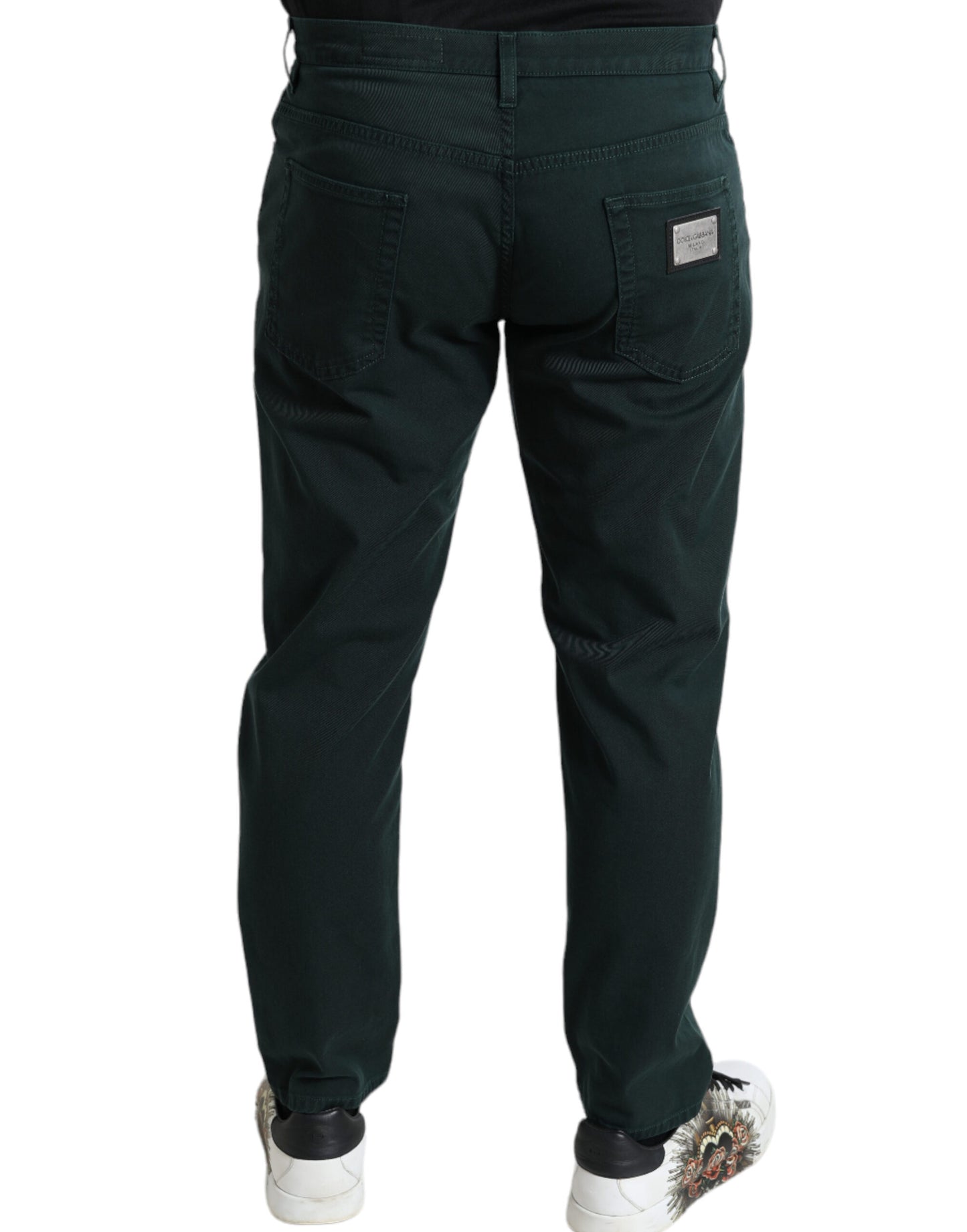 Vaqueros pitillo de algodón verde elegante