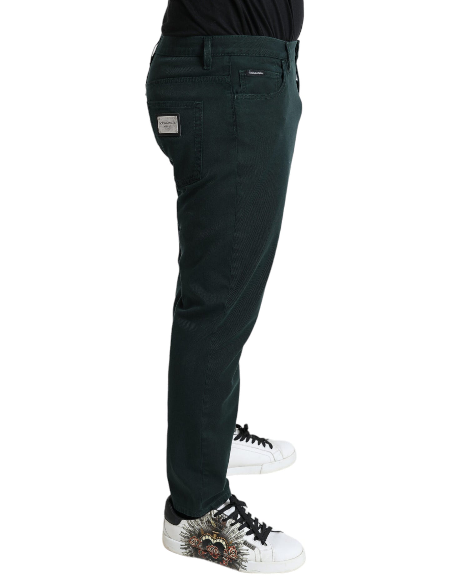 Vaqueros pitillo de algodón verde elegante