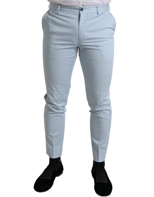 Pantalones ajustados elásticos de algodón azul cielo