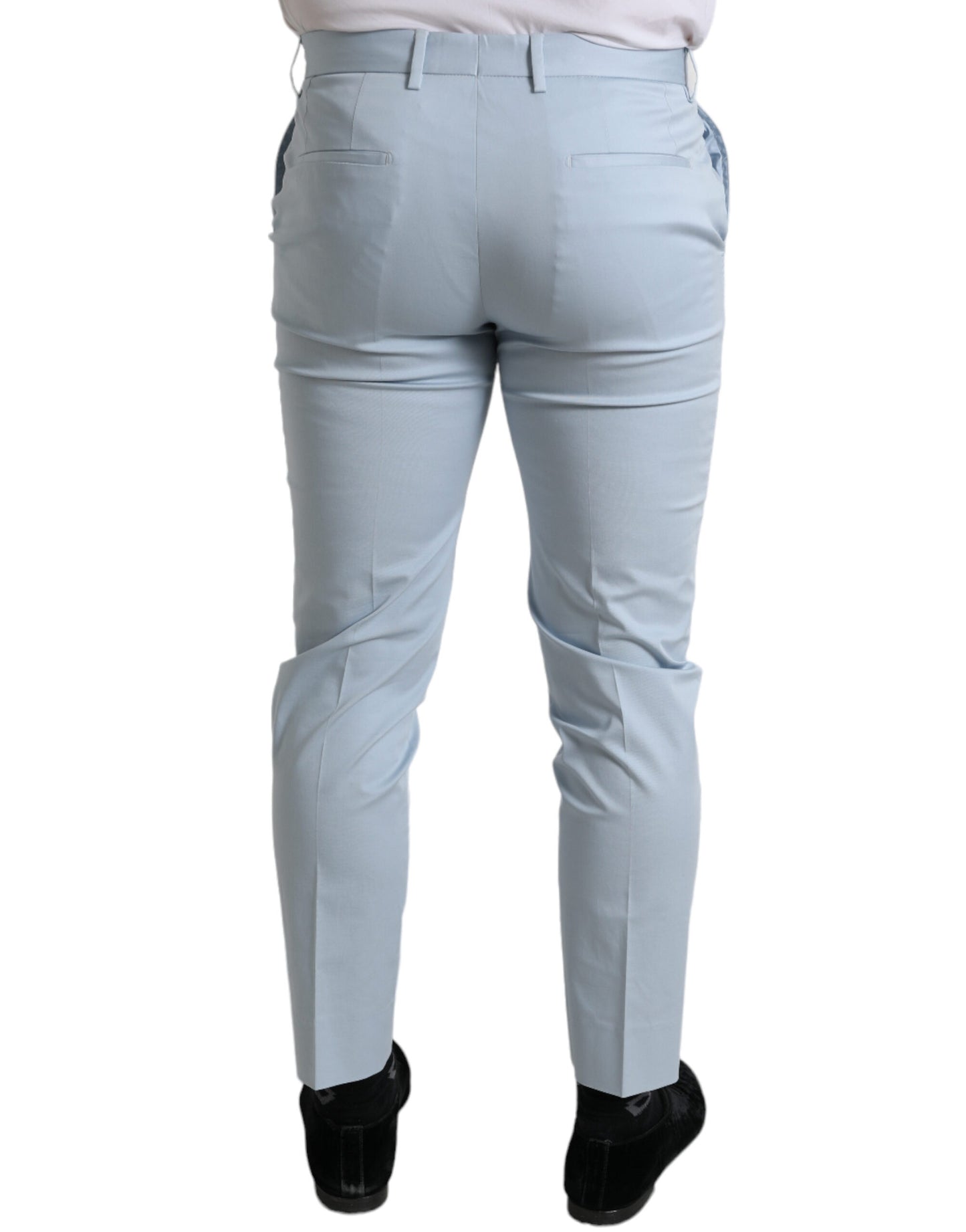 Pantalones ajustados elásticos de algodón azul cielo