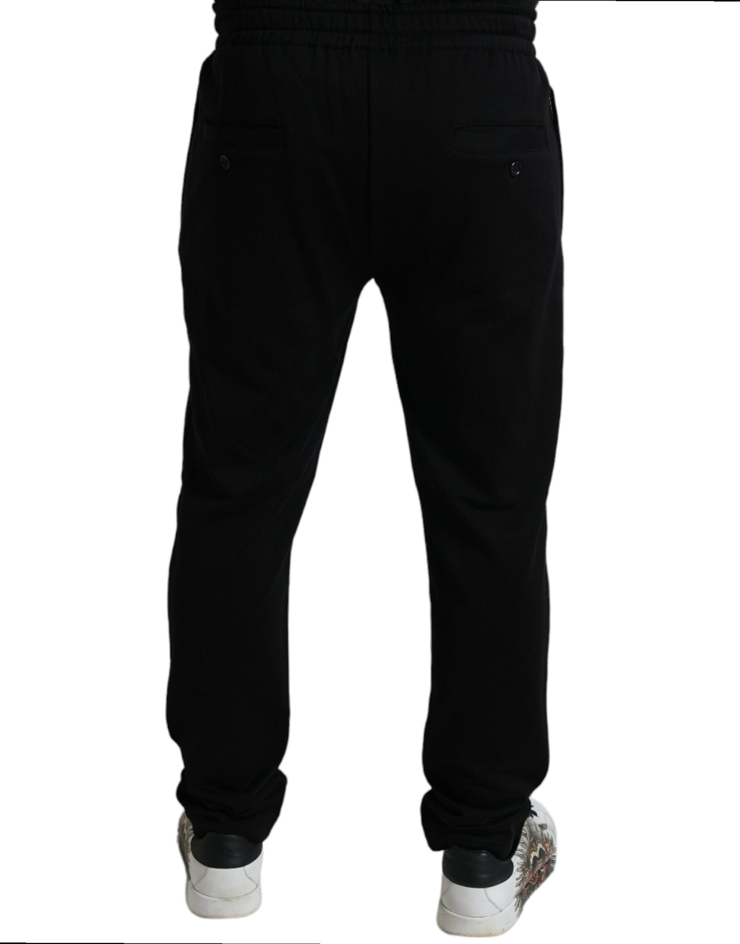 Elegantes pantalones deportivos negros de algodón con bordado del logotipo