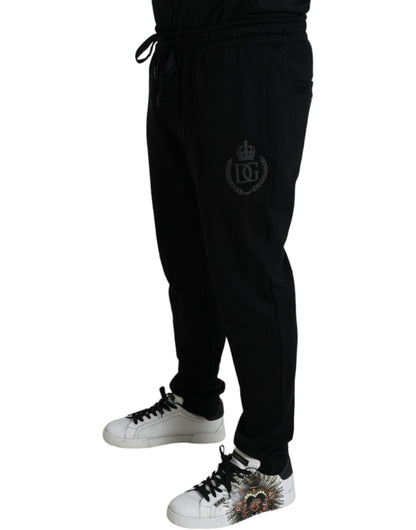 Elegantes pantalones deportivos negros de algodón con bordado del logotipo