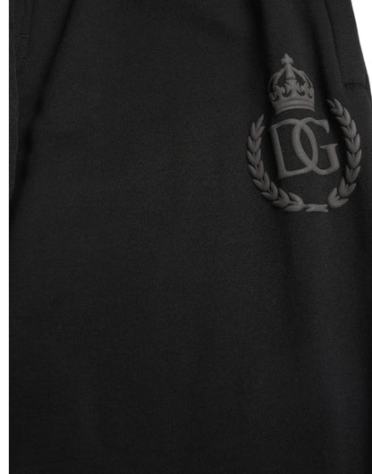 Elegantes pantalones deportivos negros de algodón con bordado del logotipo