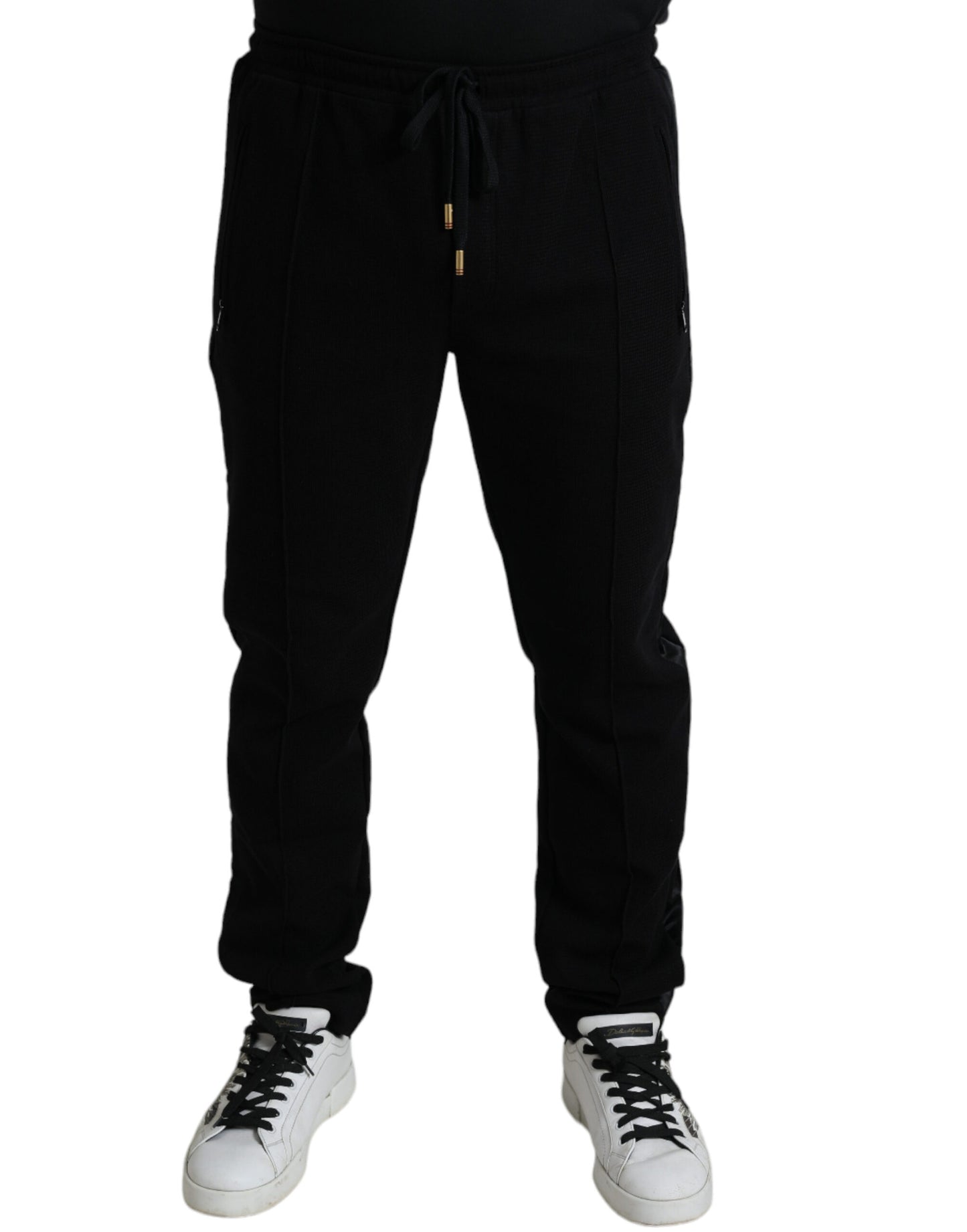Pantalones deportivos elegantes de mezcla de algodón negro