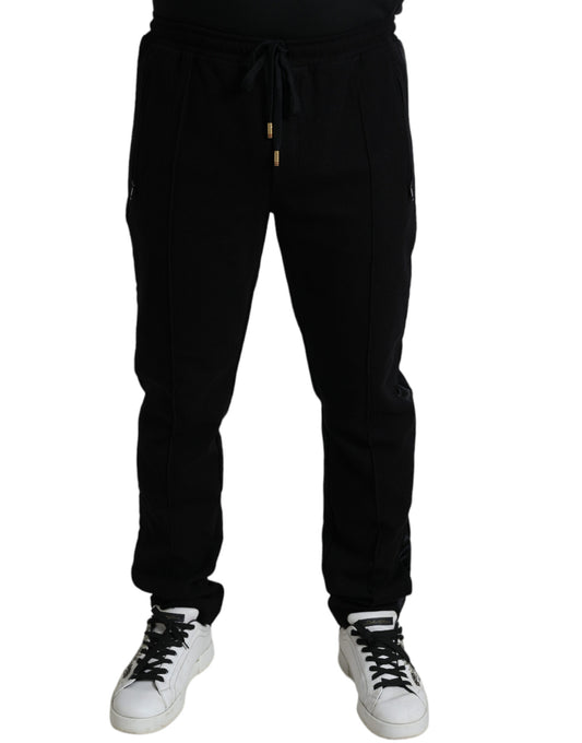 Pantalones deportivos elegantes de mezcla de algodón negro