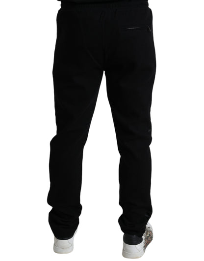 Pantalones deportivos elegantes de mezcla de algodón negro