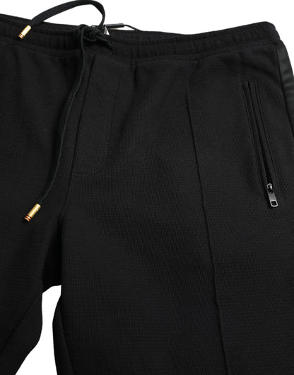 Pantalones deportivos elegantes de mezcla de algodón negro