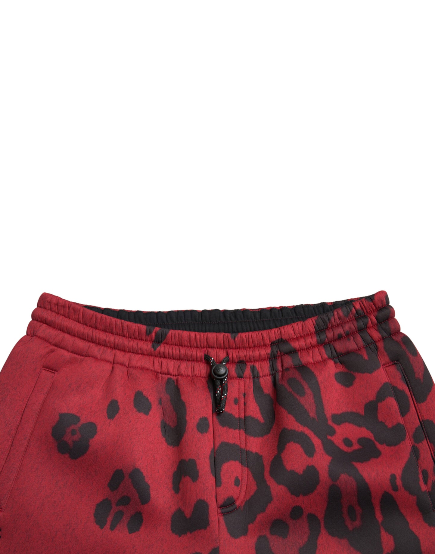 Elegantes pantalones deportivos con estampado de leopardo en rojo y negro