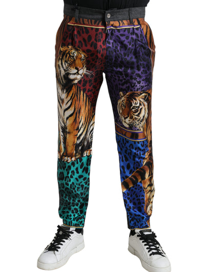 Vaqueros holgados con estampado de tigre multicolor