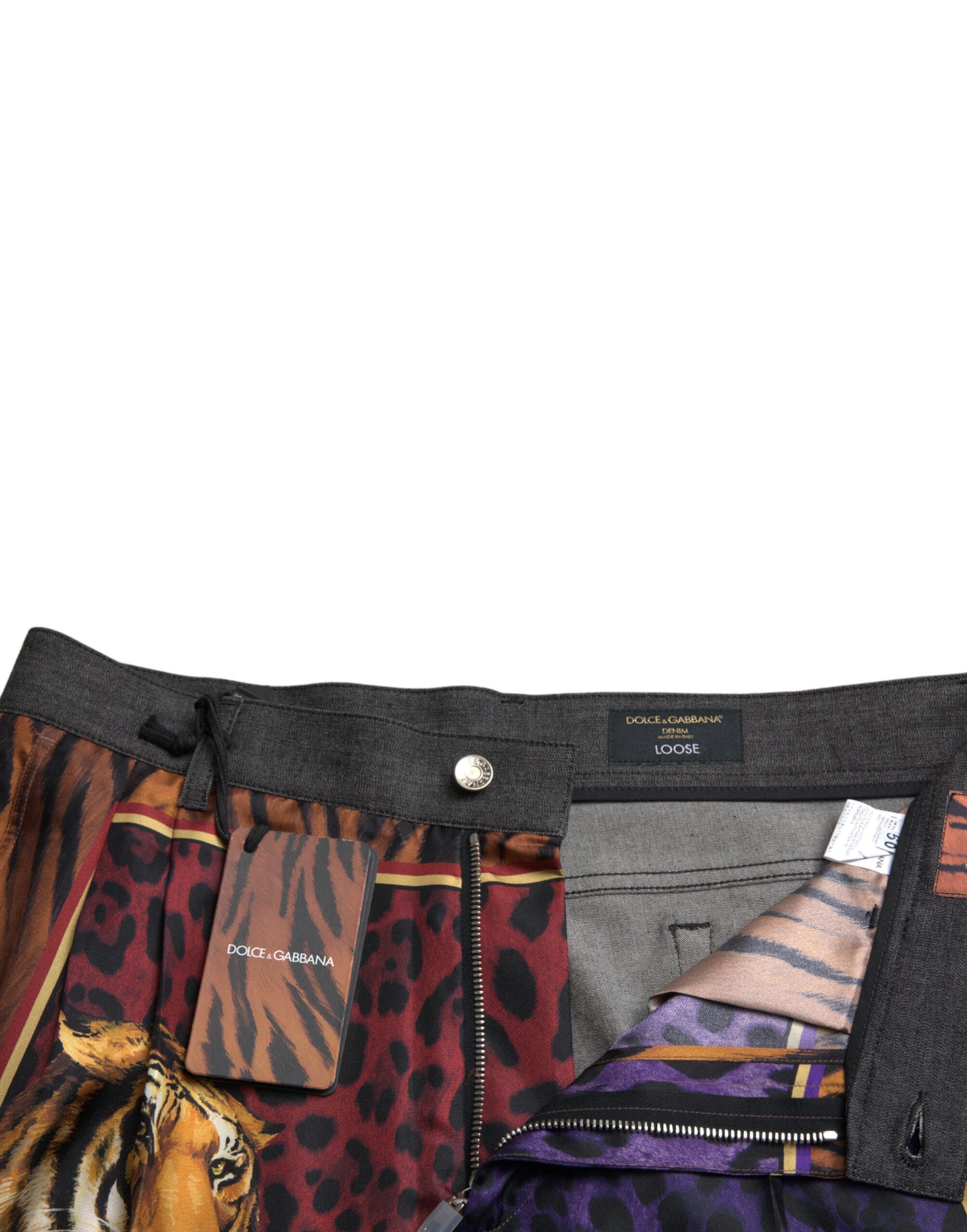 Vaqueros holgados con estampado de tigre multicolor