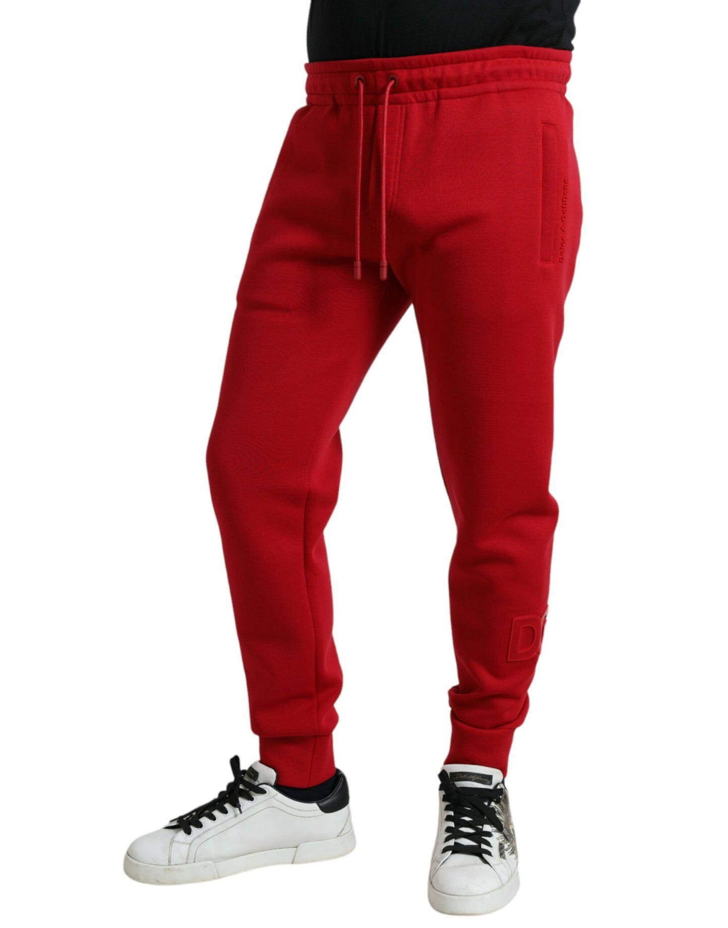 Pantalones deportivos de mezcla de algodón rojo chispeante