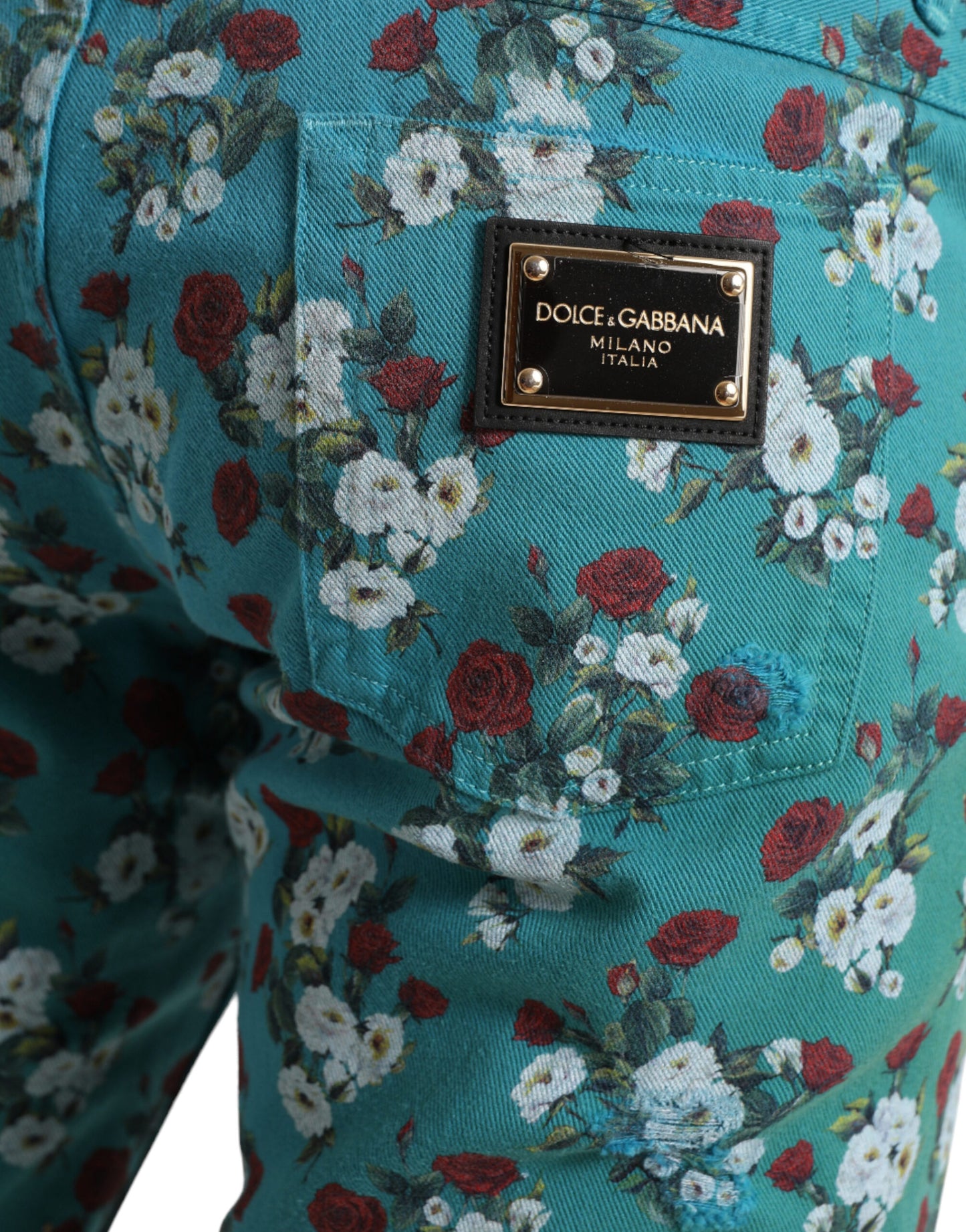 Vaqueros pitillo con estampado floral chic