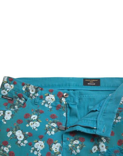 Vaqueros pitillo con estampado floral chic