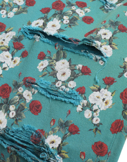 Vaqueros pitillo con estampado floral chic