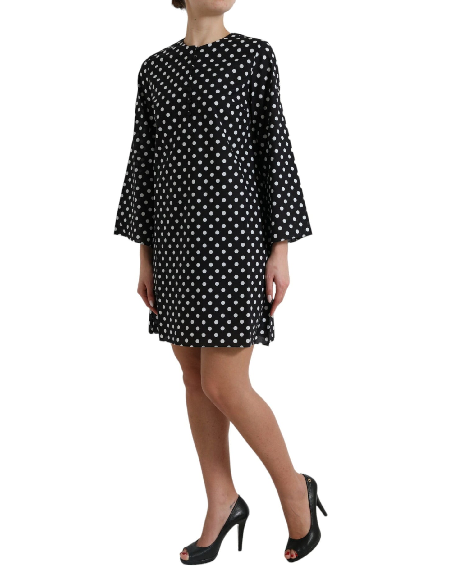 Elegante minivestido recto de lunares