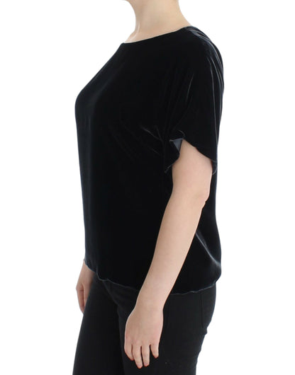 Encantadora blusa de terciopelo de manga corta