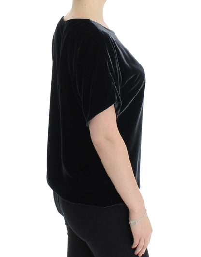 Encantadora blusa de terciopelo de manga corta