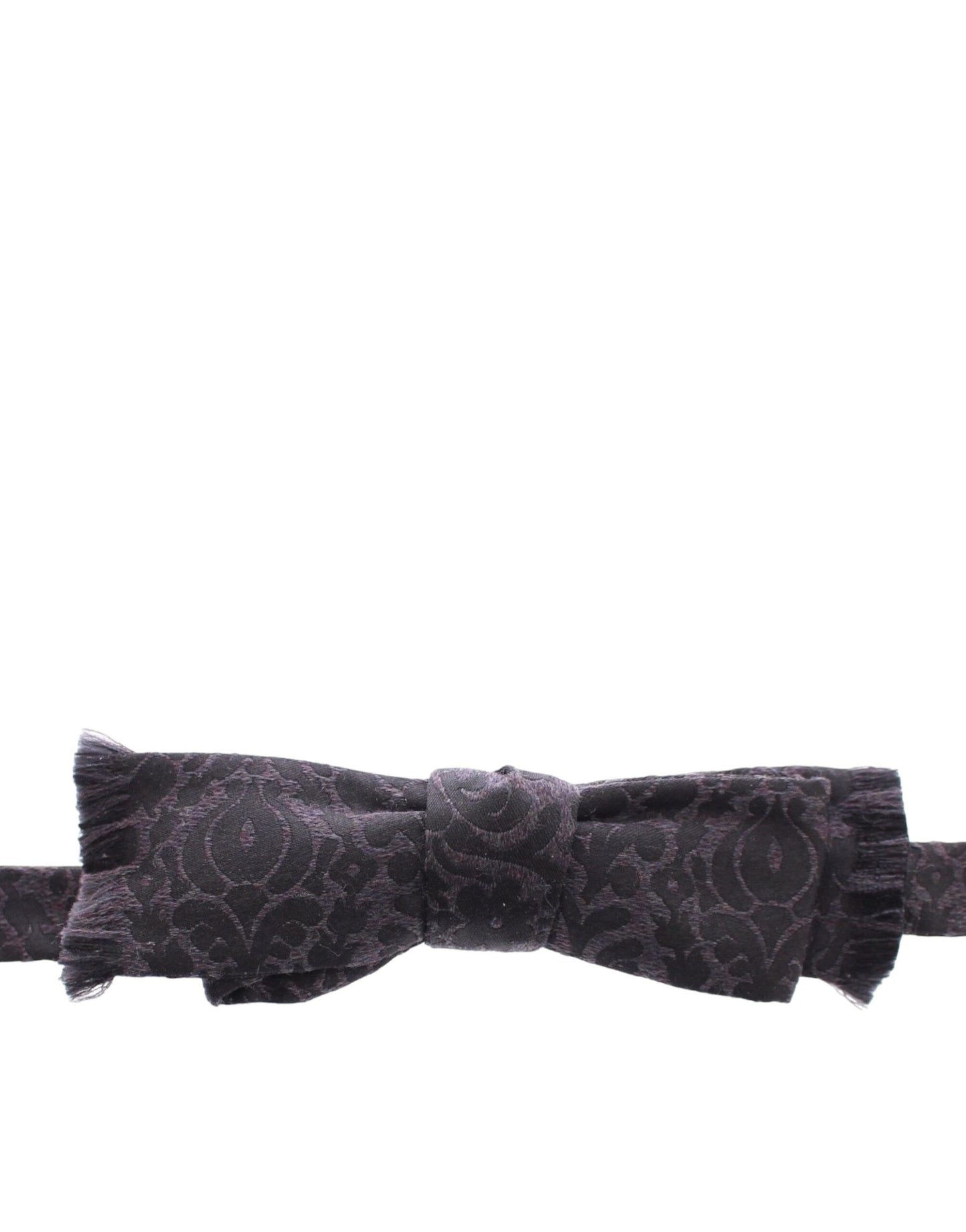 Elegante pajarita de mezcla de seda y lana con estampado paisley negro