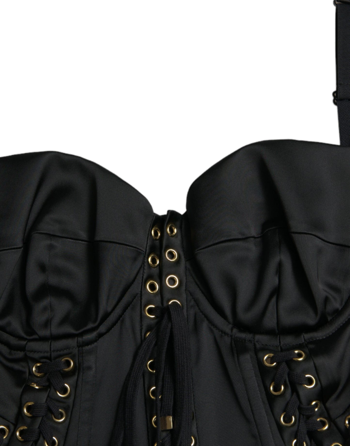 Elegante vestido midi ajustado negro con cordones