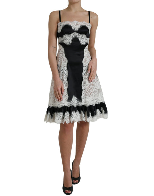 Elegante vestido de encaje de línea A en mezcla de seda