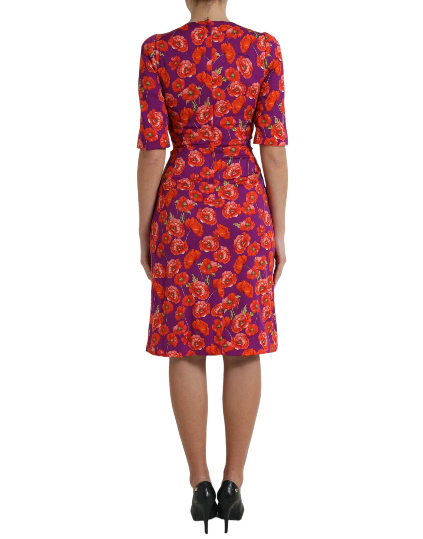 Vestido charmeuse de seda con estampado floral vibrante