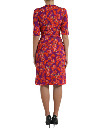 Vestido charmeuse de seda con estampado floral vibrante
