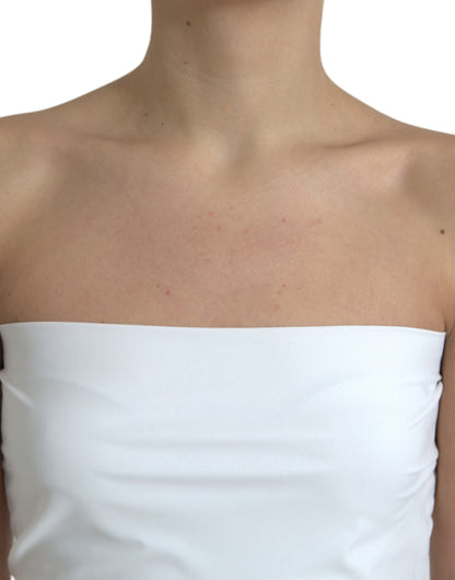 Elegante vestido blanco sin tirantes tipo mono