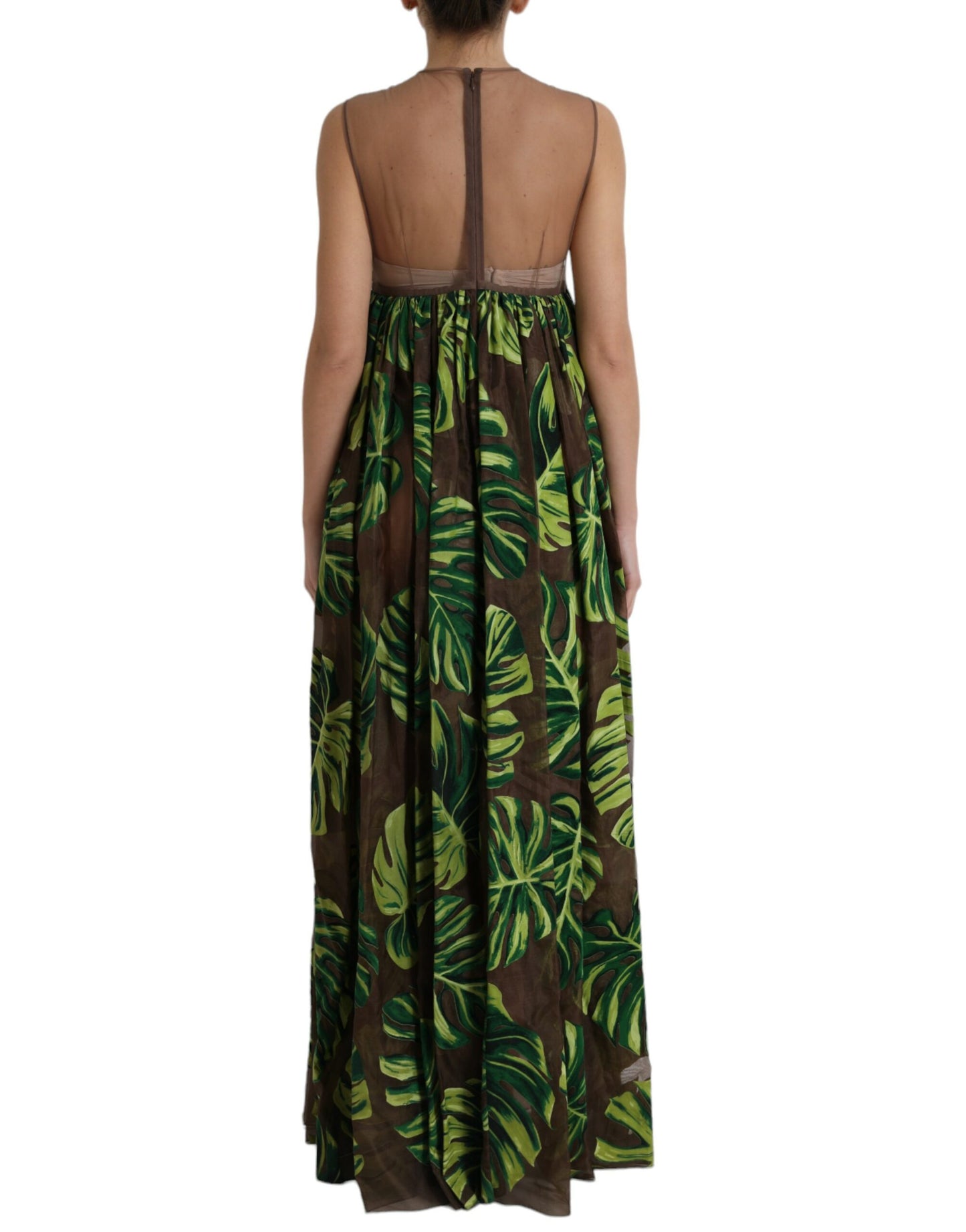 Elegante vestido de mezcla de seda sin mangas con corte en A