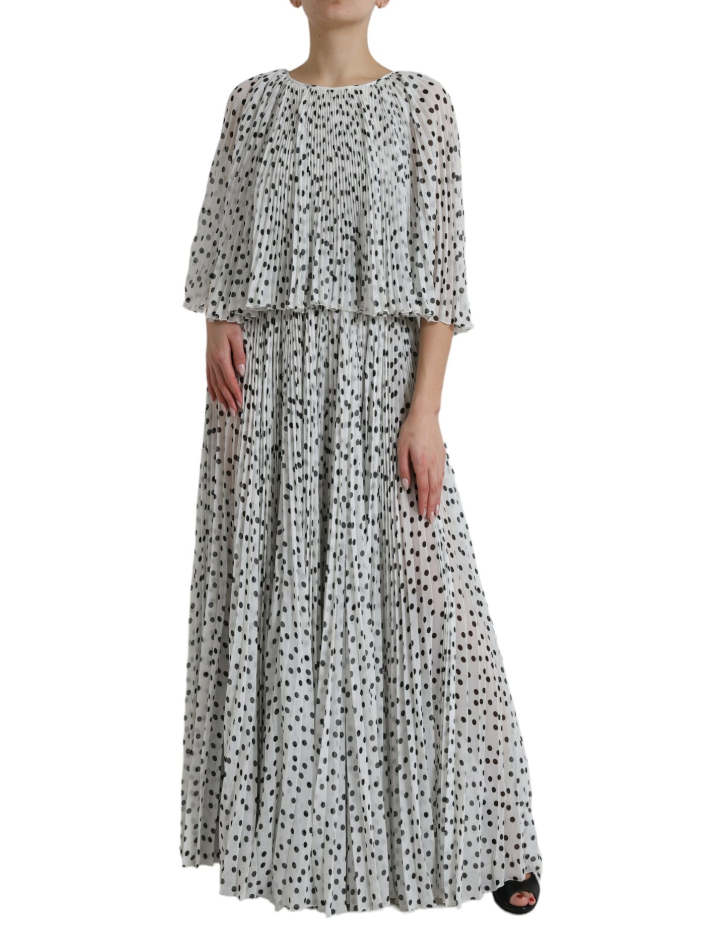 Elegante vestido largo de lunares