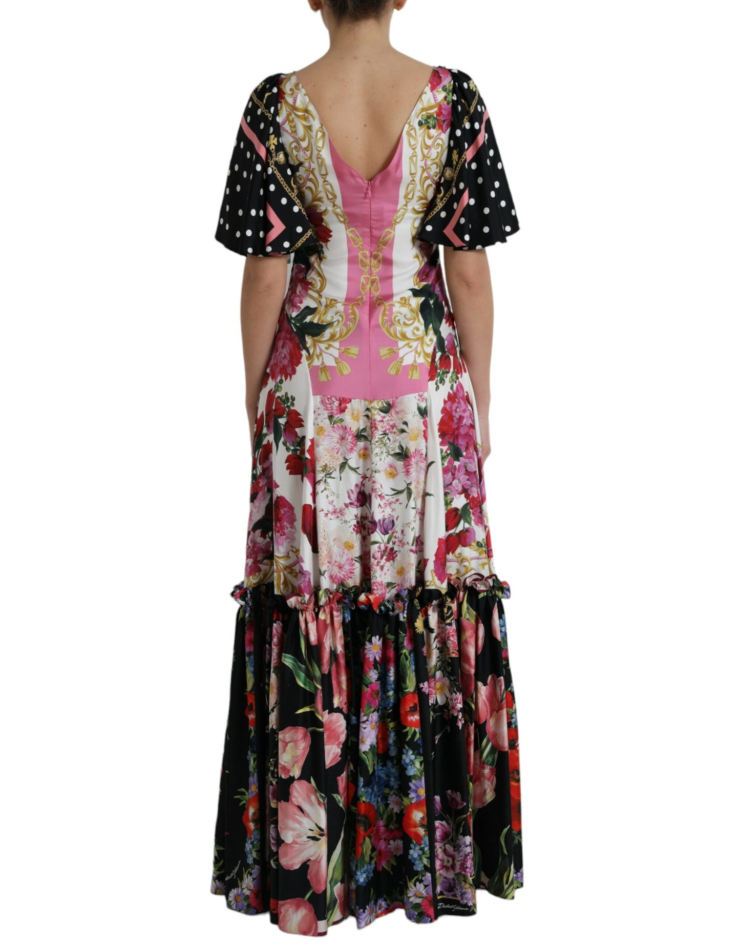 Elegante vestido largo de seda floral