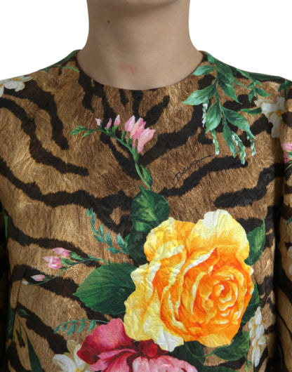 Vestido mini recto con estampado animal y floral
