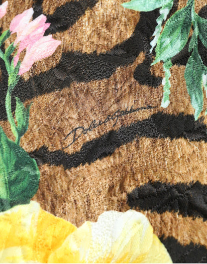 Vestido mini recto con estampado animal y floral