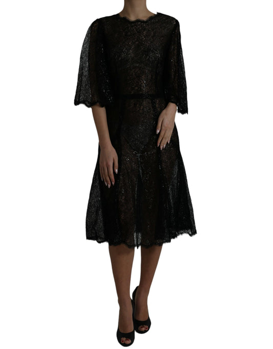 Elegante vestido midi de encaje floral
