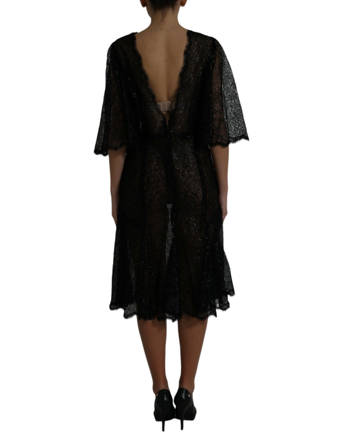 Elegante vestido midi de encaje floral