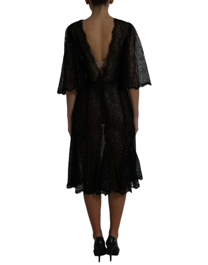 Elegante vestido midi de encaje floral