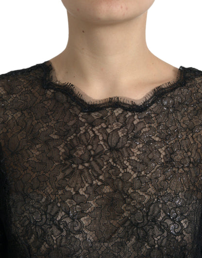 Elegante vestido midi de encaje floral