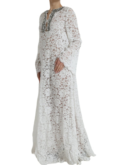 Elegante vestido blanco recto con adornos de cristal