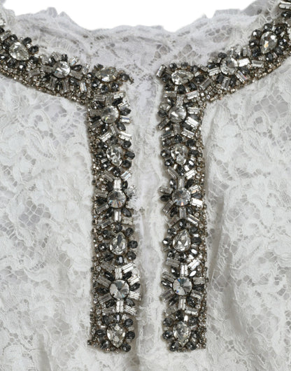 Elegante vestido blanco recto con adornos de cristal