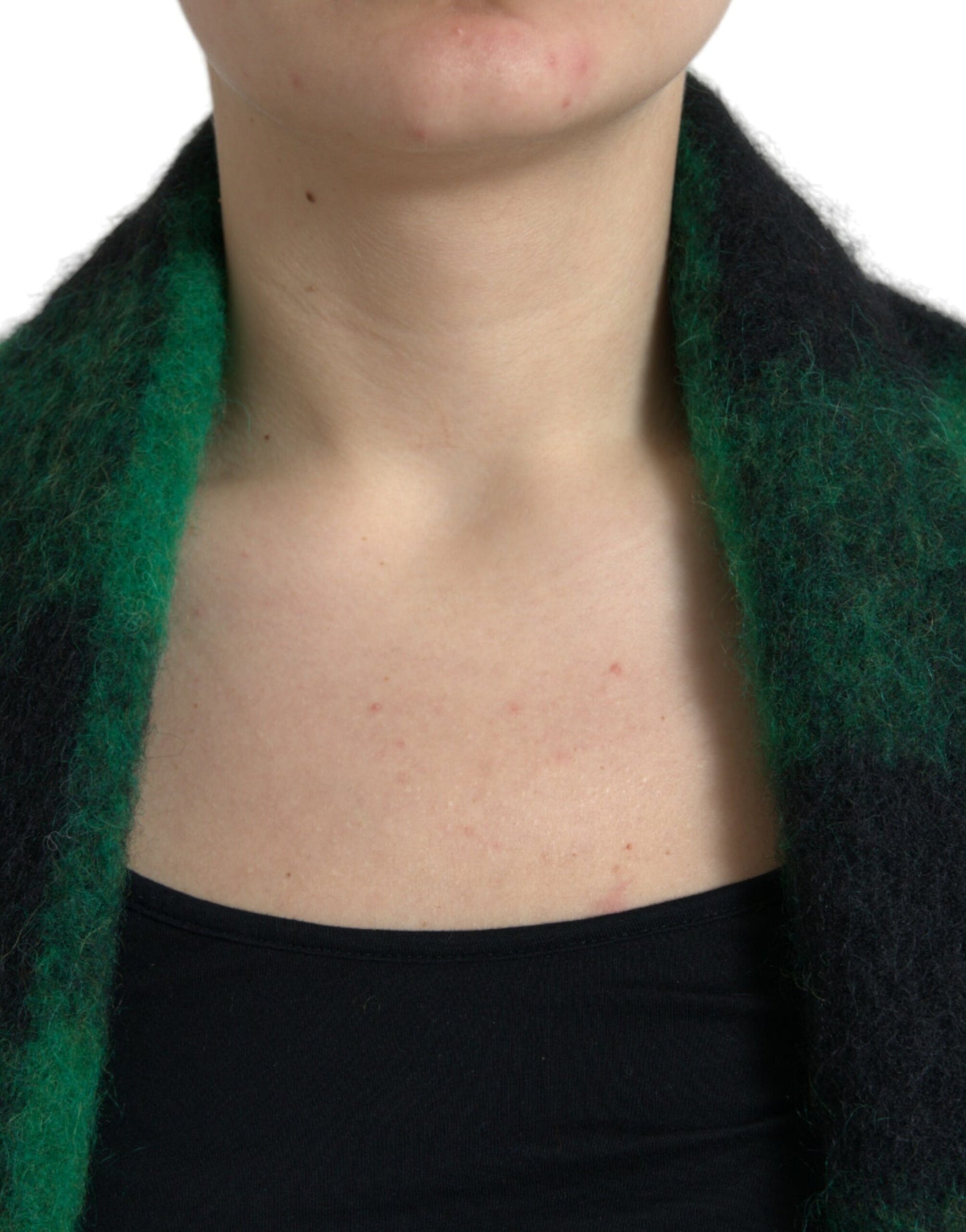 Chaqueta tipo poncho a cuadros elegante