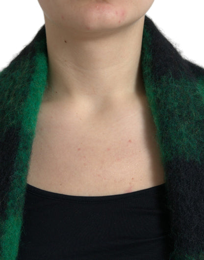 Chaqueta tipo poncho a cuadros elegante