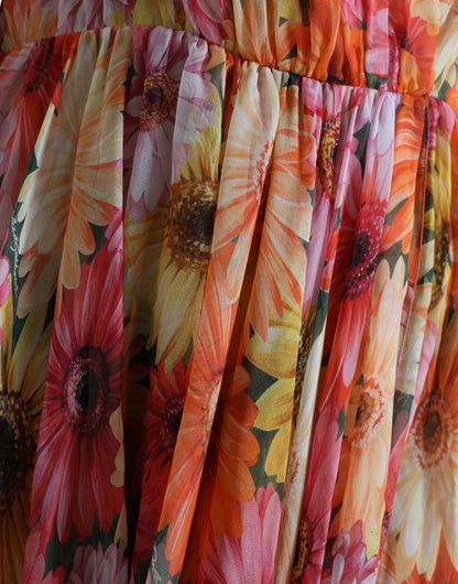 Elegante vestido midi de seda floral con escote en V