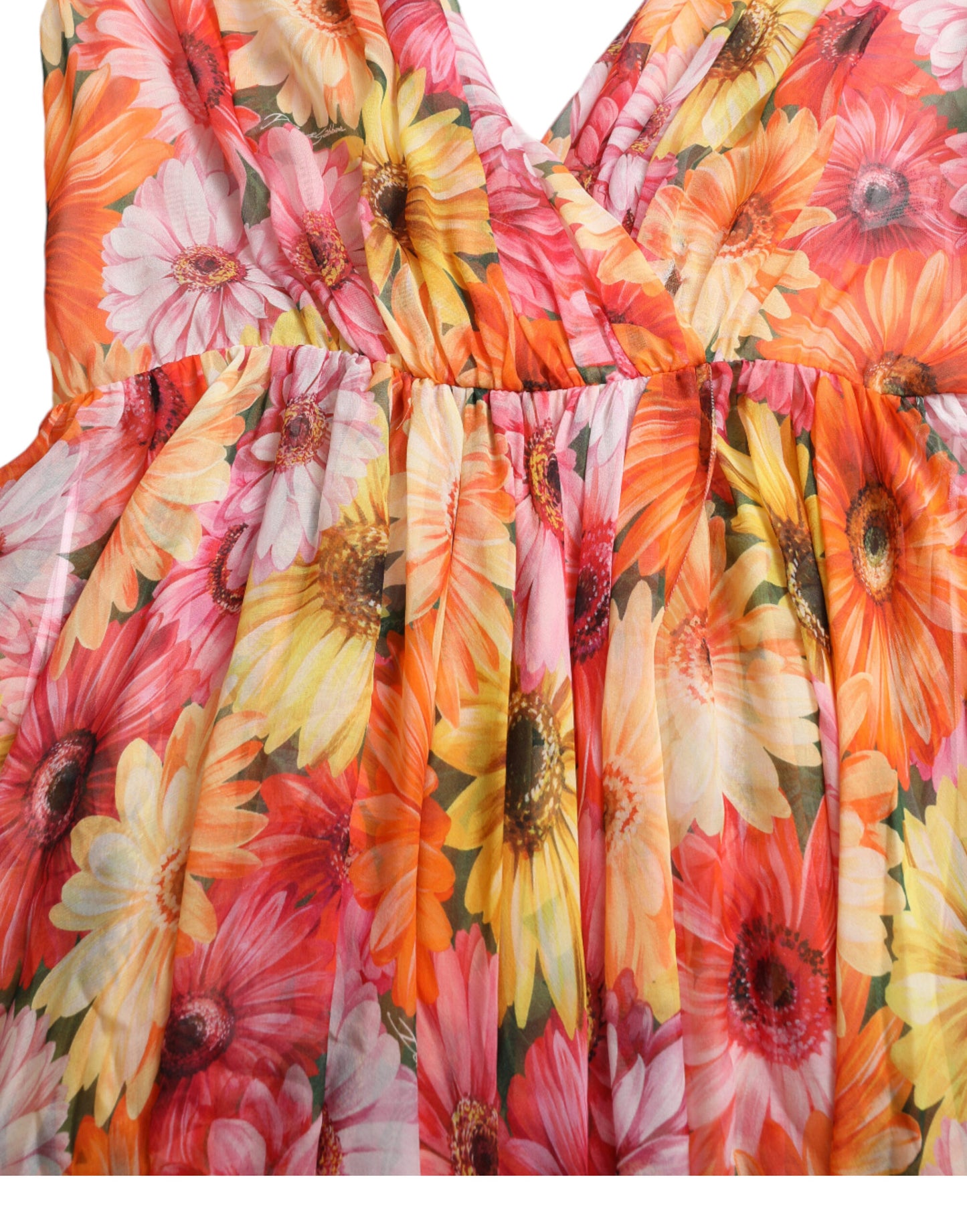 Elegante vestido midi de seda floral con escote en V