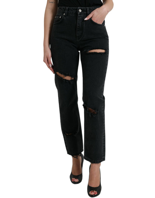 Elegantes jeans negros elásticos de cintura alta
