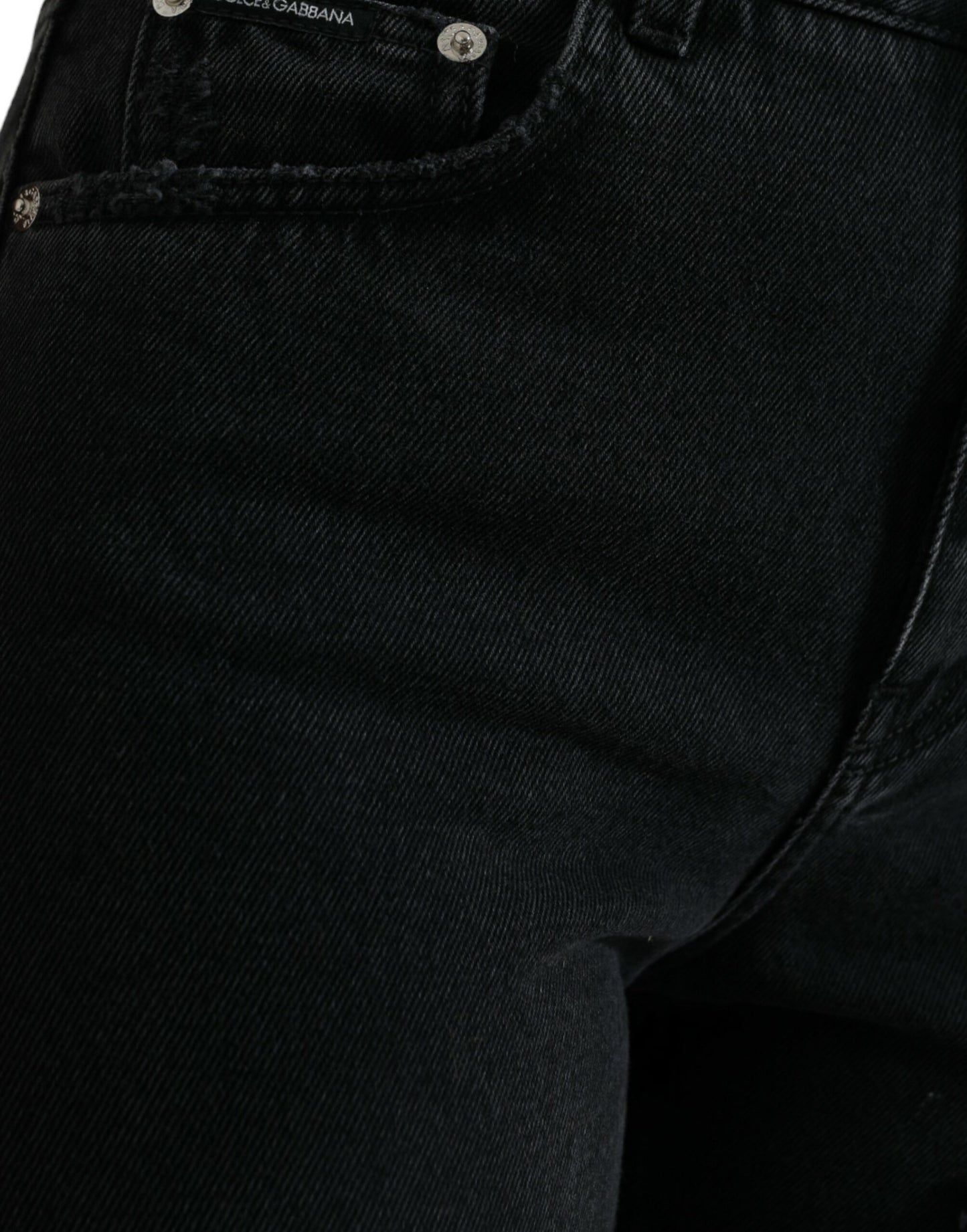 Elegantes jeans negros elásticos de cintura alta