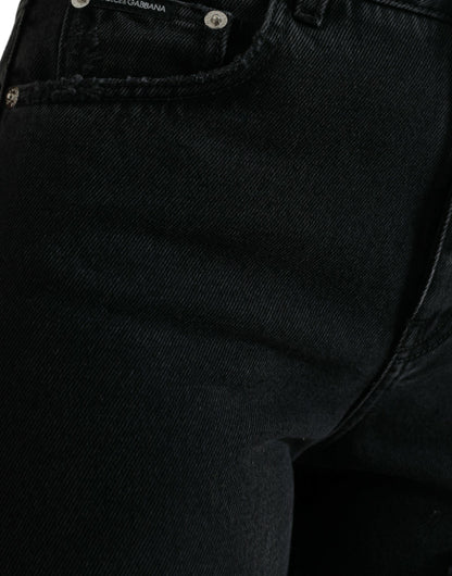 Elegantes jeans negros elásticos de cintura alta