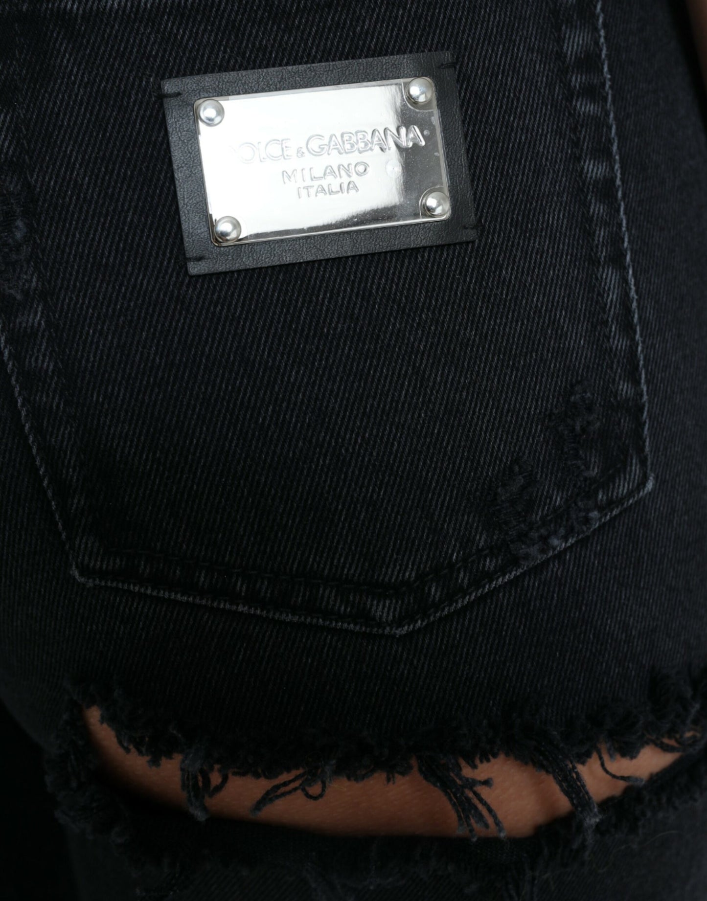 Elegantes jeans negros elásticos de cintura alta