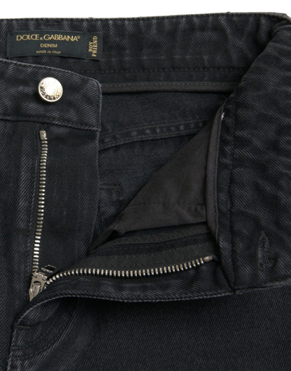 Elegantes jeans negros elásticos de cintura alta