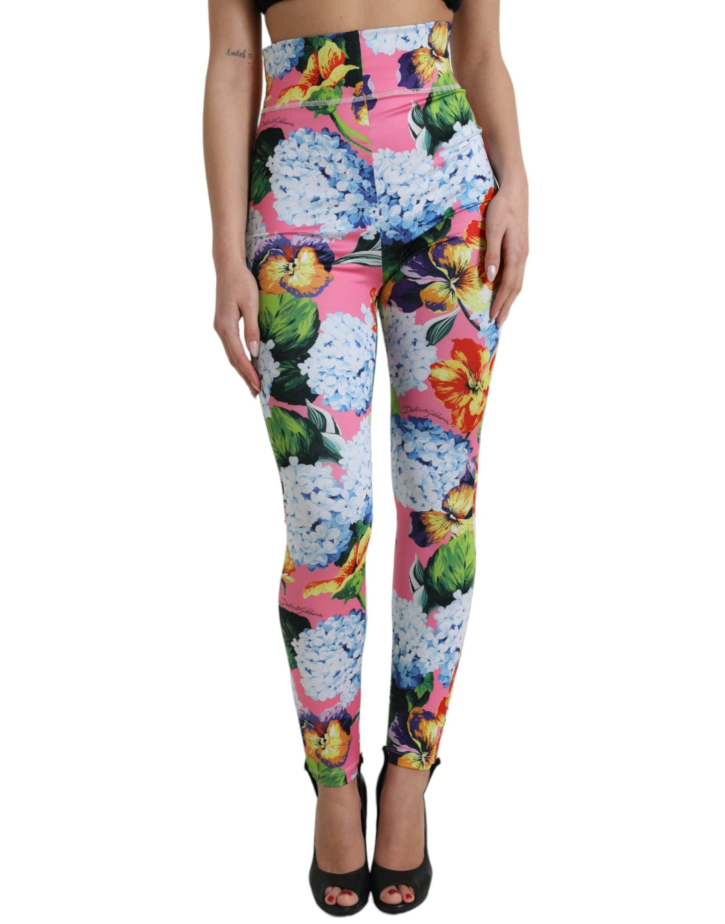 Leggings de cintura alta con estampado floral exquisito